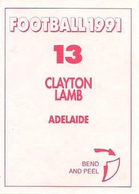 1991 Select AFL Stickers #13 Clayton Lamb Back
